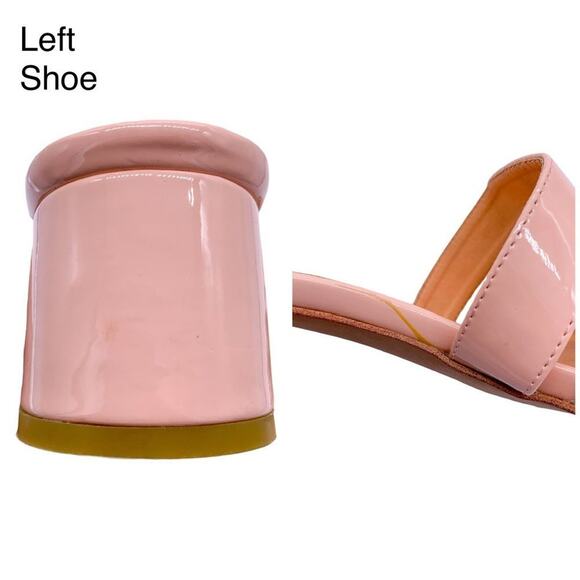 Marais USA Jane Mule Blush Pink Vegan Patent Slide Block Heel Sandals Size 7.5 - Picture 8 of 13